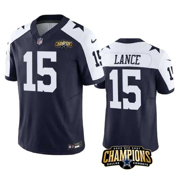 Men & Women & Youth Dallas Cowboys #15 Trey Lance Navy White 2023 F.U.S.E. NFC East Champions Patch Stitched Jersey->dallas cowboys->NFL Jersey